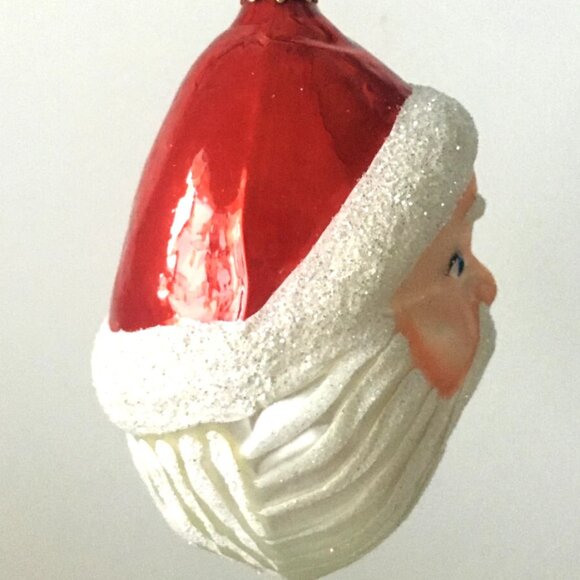 ✨NEW Authentic Christopher Radko Happy SANTA HEAD Cute Hand Blown Glass Ornament - Picture 6 of 8